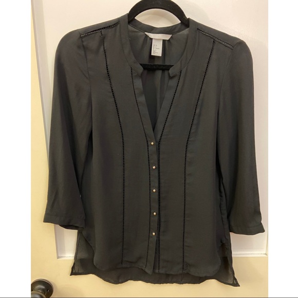 Chiffon Blouse with Open-Knit Details - Picture 1 of 5